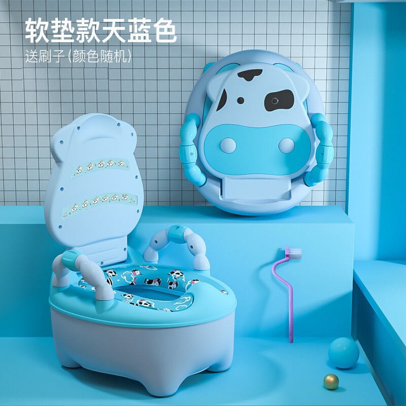 Pot de formation pour enfants et bébé en plastique,chaise siège toilette formation pour enfant bas âge, motif mignon et doux,: B Soft Cushion Blue