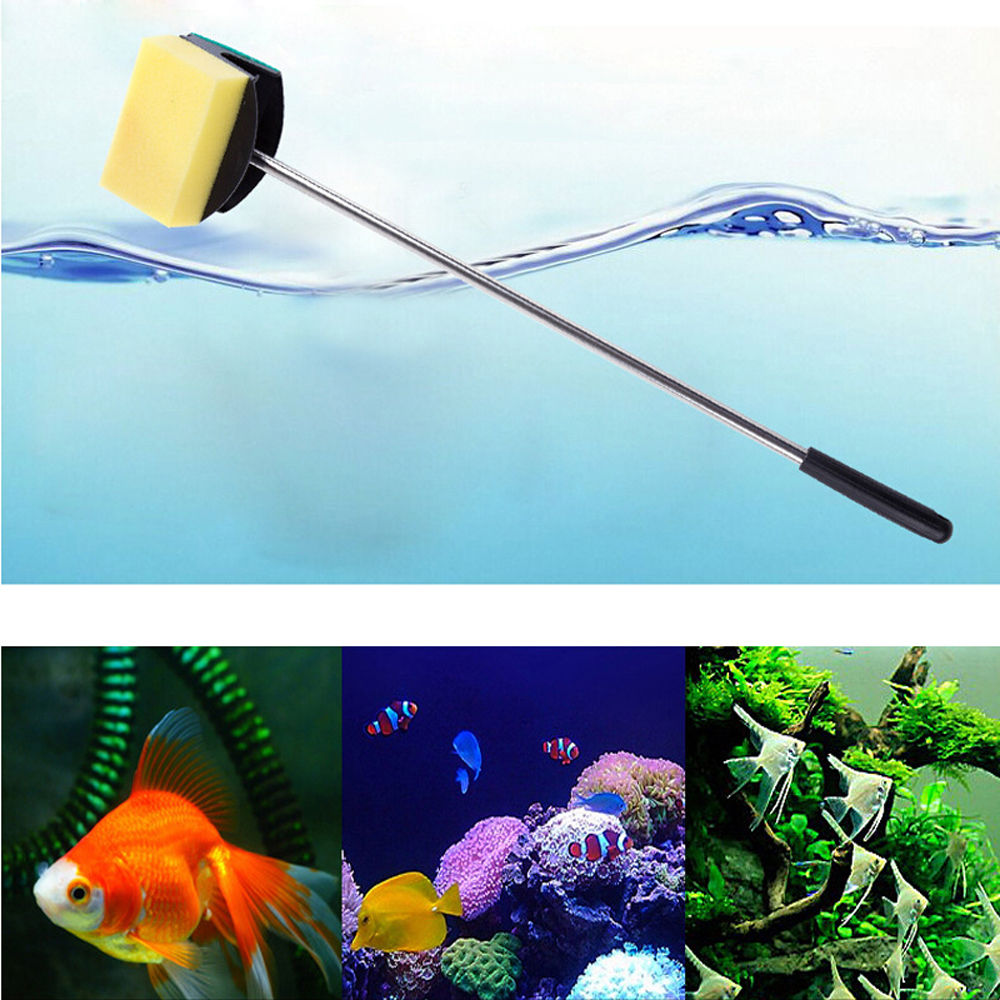 Glazen Aquarium Algen Geel Groen Dubbele Side Spons Aquarium Reinigingsborstel Tool Aquarium Accessoires Fisk Tank Gereedschappen