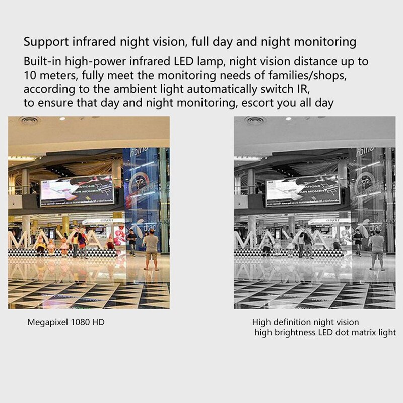 Indoor Security Camera Wifi Camera 360 Degree Home Camera With Night Vision Sound Detection Humanoid Tracking-US Plug