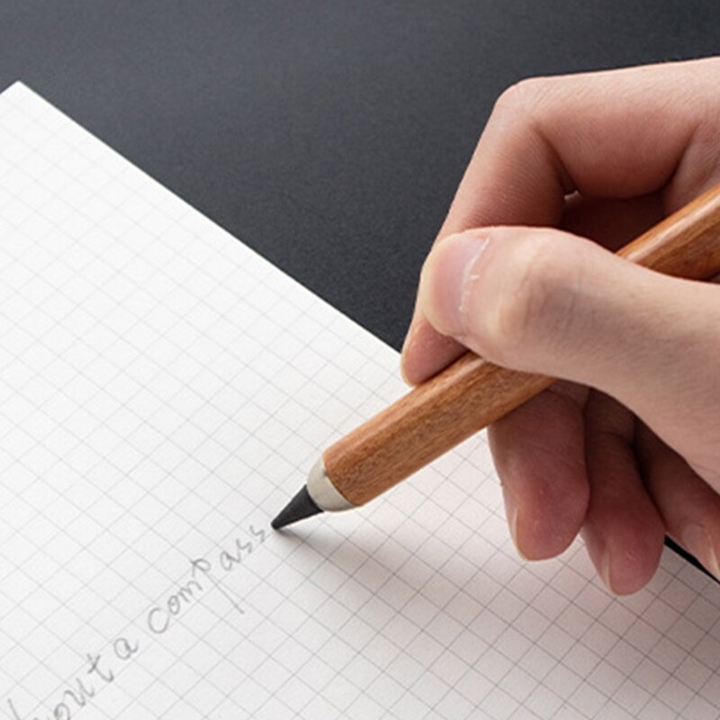 Bolígrafo sin tinta de madera borrable Retro B36C con anillo de hierro colgante, pluma de tornillo, punta para artista principiante, suministros de escritura y bocetos