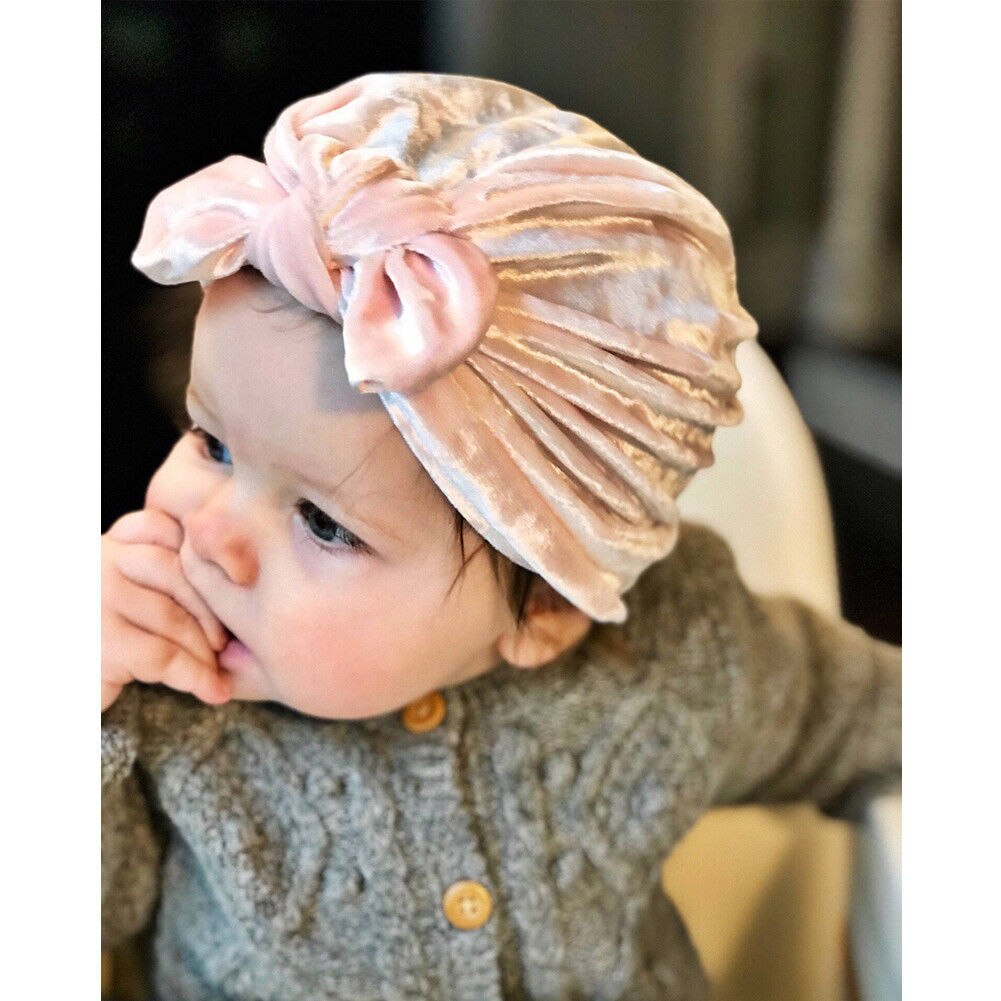 para recién nacidos, niños, bebés, niñas, niños, turbante indio, Lazo de terciopelo, gorro de invierno, gorro suave y cálido, para bebés en 9 colores