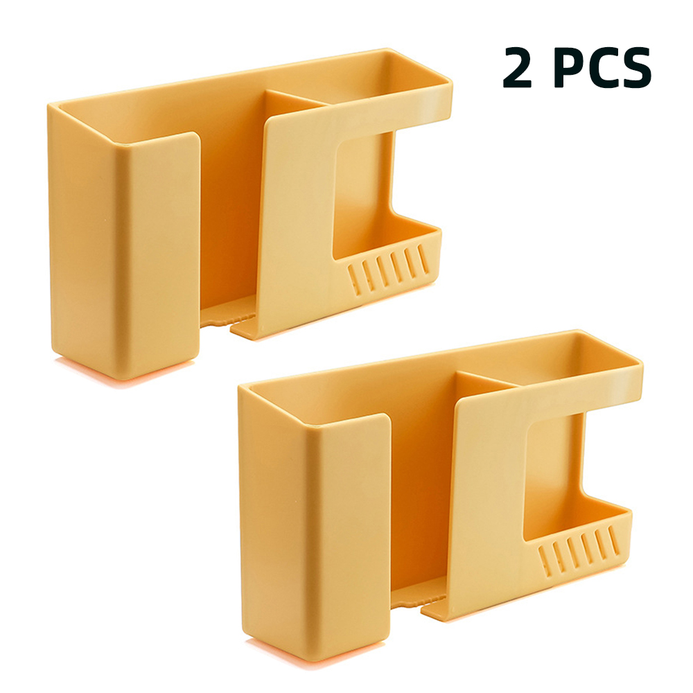 4/2/1 pcs punch-free mobile phone holder wall mount stand remote control organizer storage box charging night container rack: 2 pcs yellow c