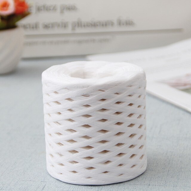 1 stücke 200m/rolle Bast Papier Bänder Verpackung Schnur Seil Für Kasten Verpackung Diy Handwerk Dekorationen: Weiß