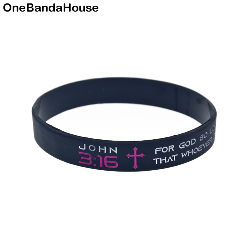 OBH 50PCS John 3 16 God So Love The World That He Gave His One and Only Son Silicone Wristband