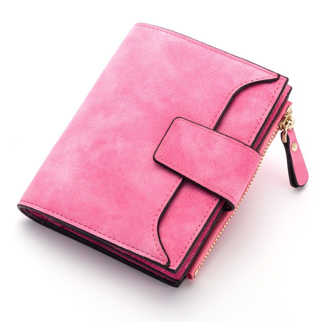 Women Wallet Hasp Small and Slim Coin Pocket Leather Purse Women Wallets Cards Holders Luxury Brand Wallets Purse: rose