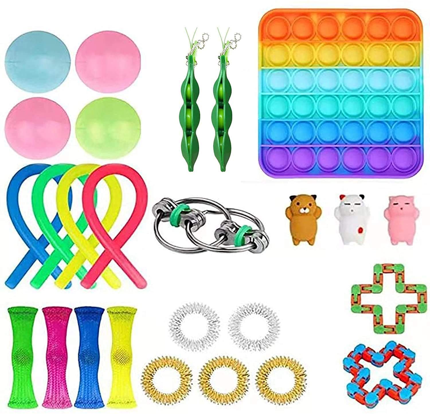 24 Pcs Fidget Speelgoed Set Fidget Pack Zintuiglijke Verlicht Stress Angst Fidget Pack Met Eenvoudige Kuiltje Push Pop Bubble Speelgoed regenboog