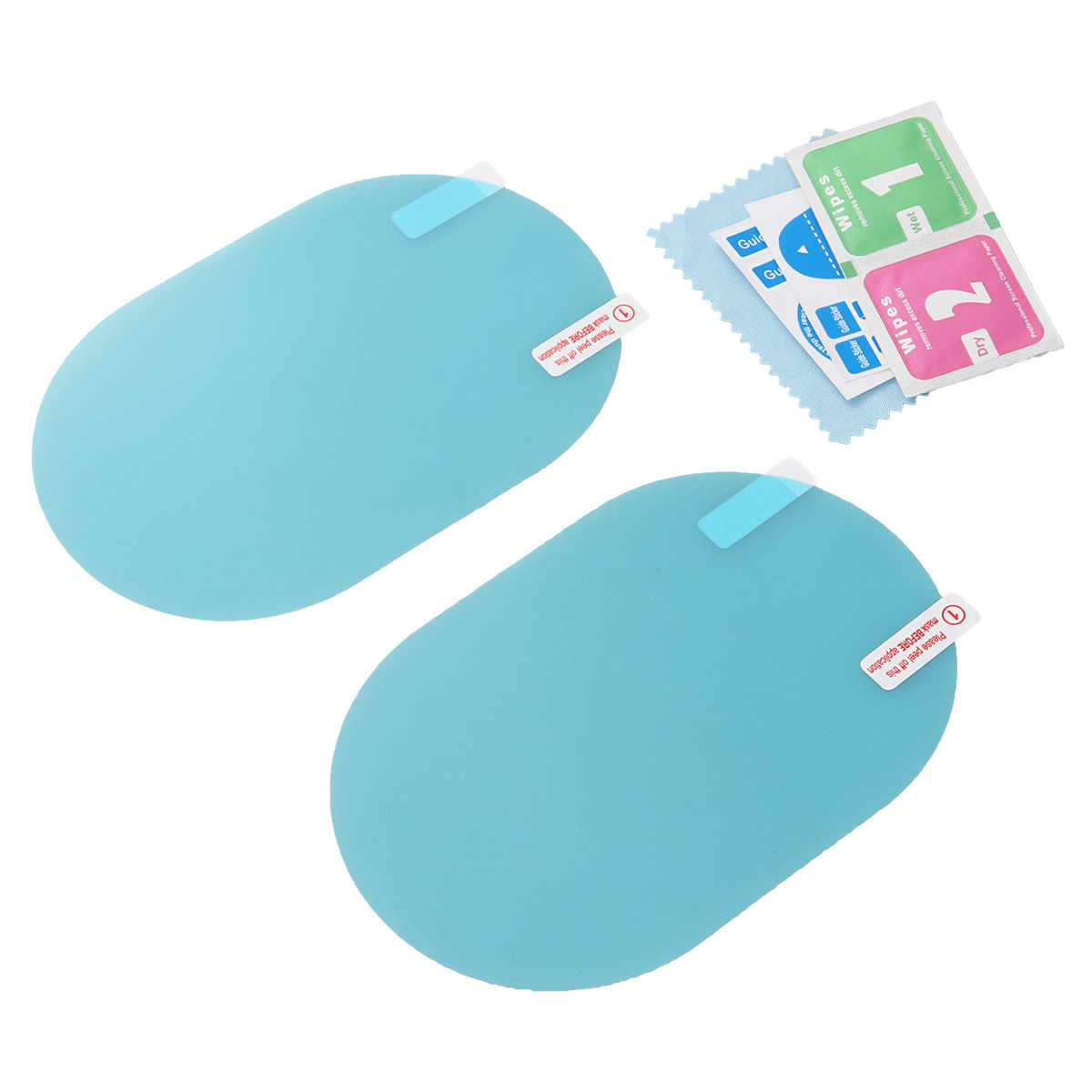 2pc biler bakspeil ellipsebeskyttelsesfilm antirefleks antiripe hd regntett bakspeil klar film med verktøy  a30