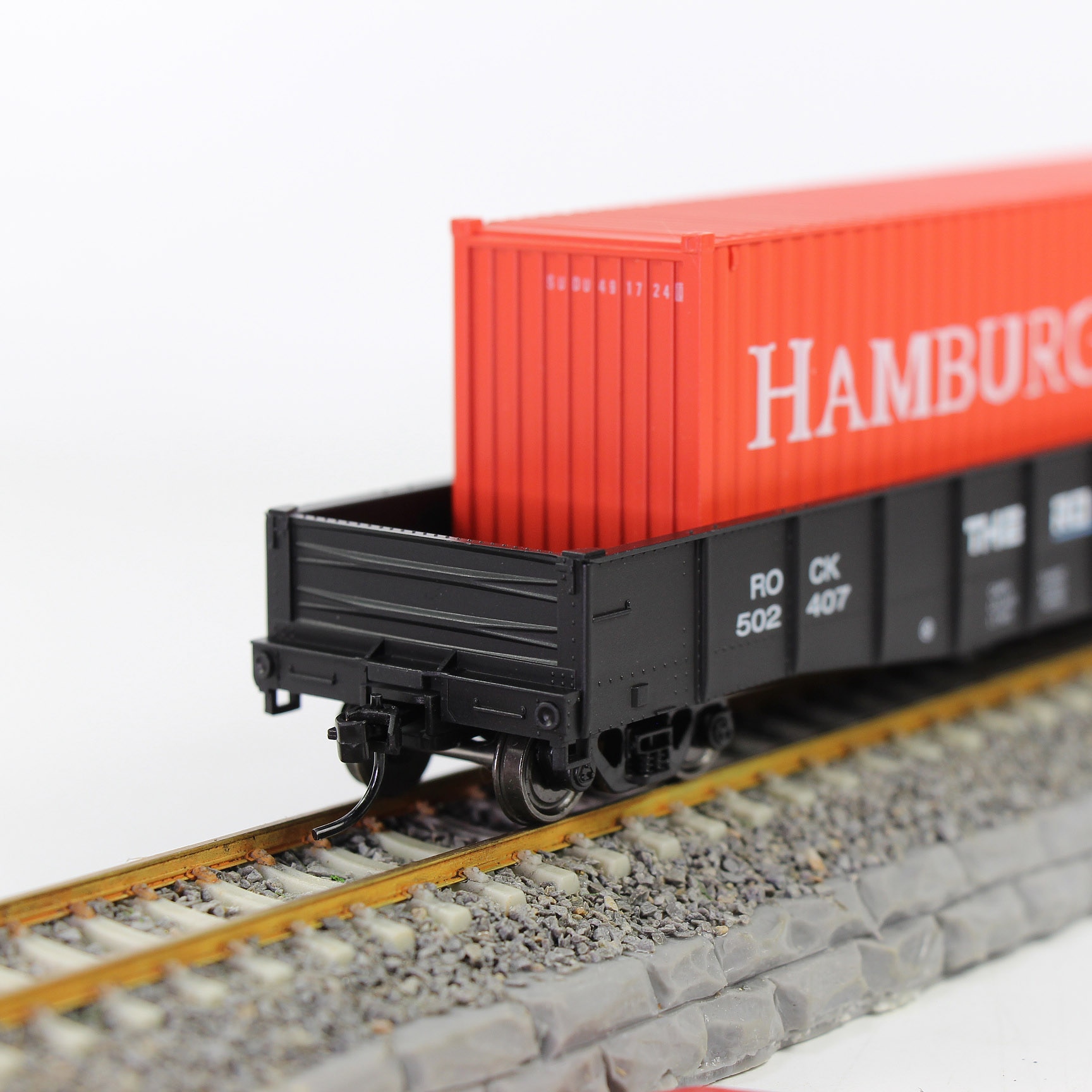 2pcs HO Scale 1:87 53ft Printed Open Gondola Car Railway Wagons Transporter Model Train Container Carriage Freight Car C8743P