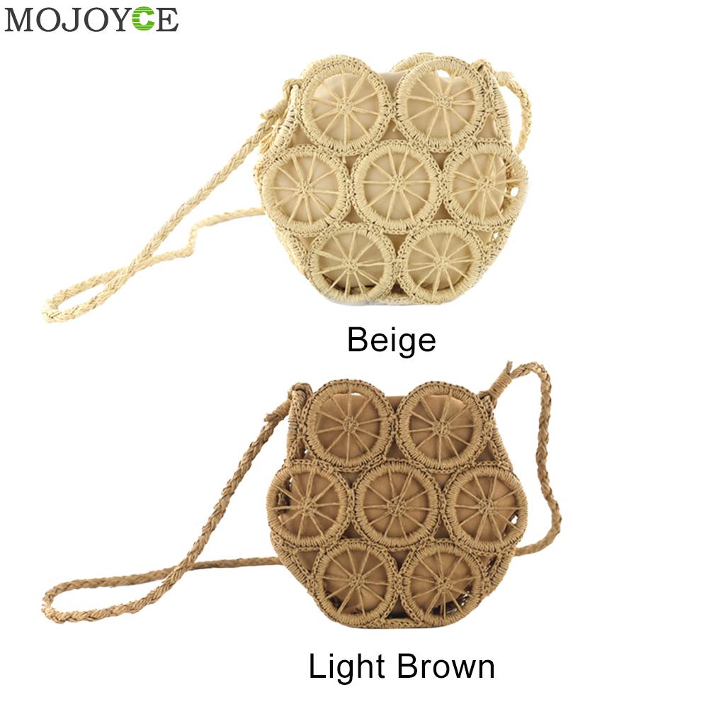 Casual Rattan Shoulder Messenger Bags Straw Handbags Big Capacity Handmae Summer Totes Lady Round Bohemian Beach Travel Purse