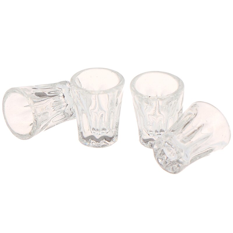 4 pcs Mini Resin Transparent Cup Simulation Kitchen Furniture Model Toys for Doll house Miniature Accessoriesm Decor