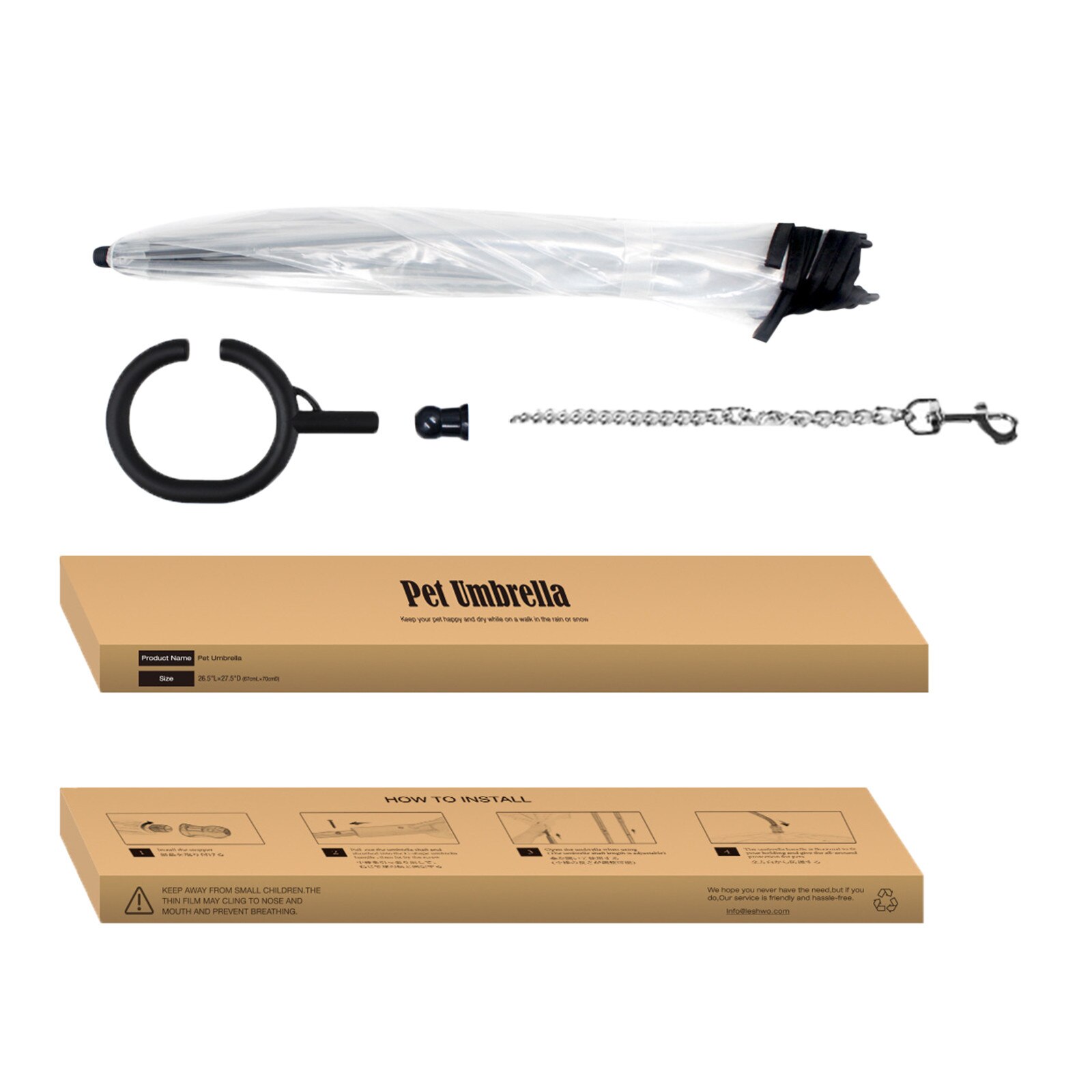 Ombrello a forma di C regolabile trasparente per animali domestici che camminano in pioggia o impermeabili da neve ombrello per cani consegna veloce Dropshipping: Default Title