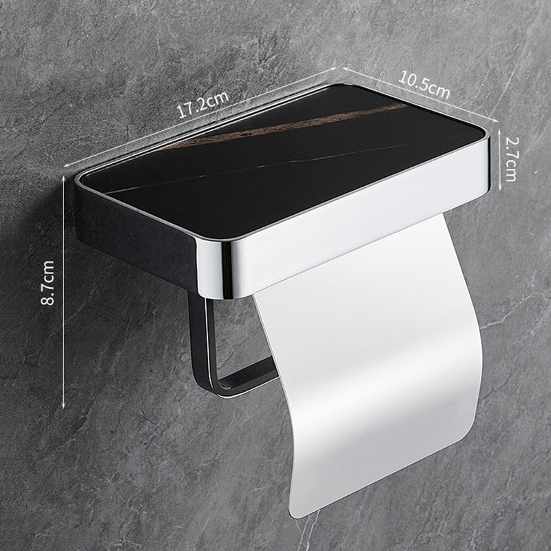 Tuqiu-soporte de papel higiénico gris cromado, portarrollos de papel de acero inoxidable con estante de almacenamiento para teléfono: Verde claro
