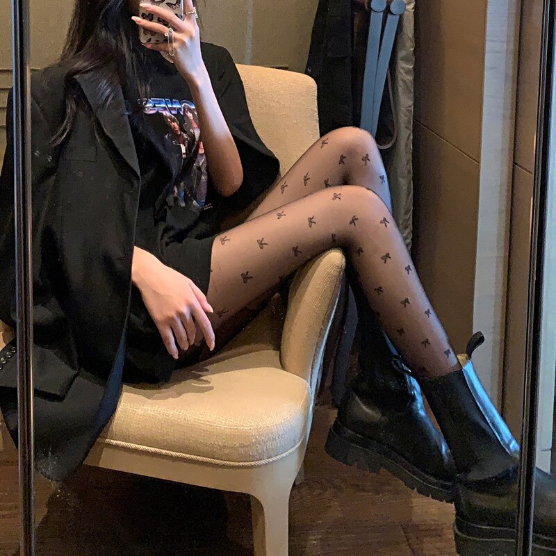 Collant gothique japonais en dentelle, bas en résille, noir, rétro, Rose, fleur, vigne, pantalon, amour, bas G, pour femmes: As Image10
