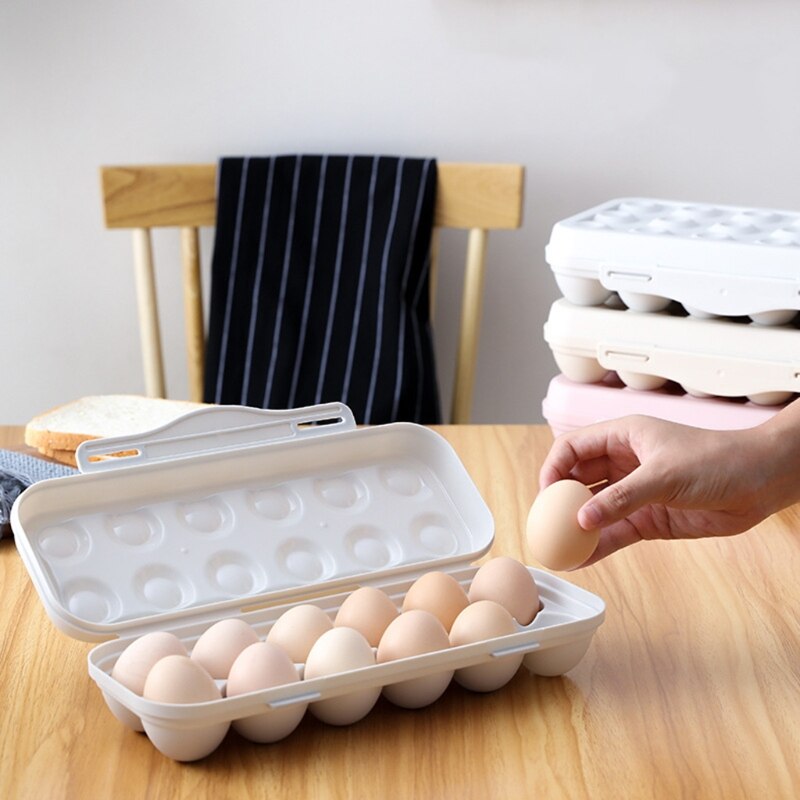 Caja de almacenamiento con 12/18 rejillas para huevos, contenedor de comida, organizador para refrigerador, 4x fa