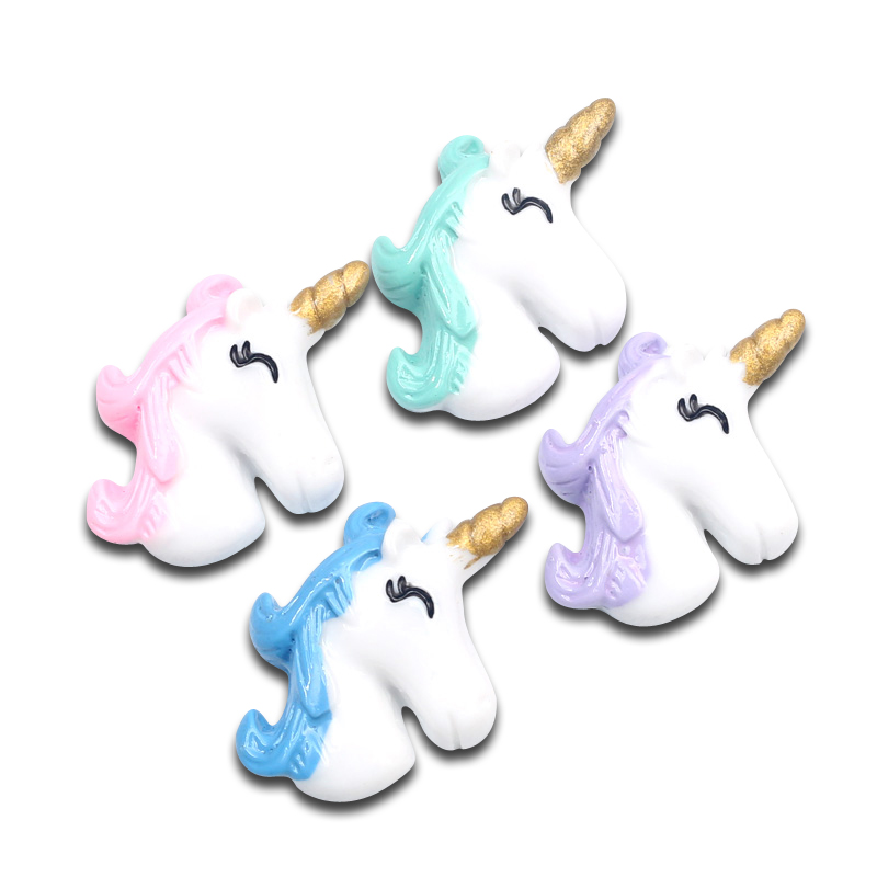 LF 20 pièces mixte licorne résine décoration artisanat Flatback Cabochon embellissements pour Scrapbooking Kawaii mignon bricolage accessoires
