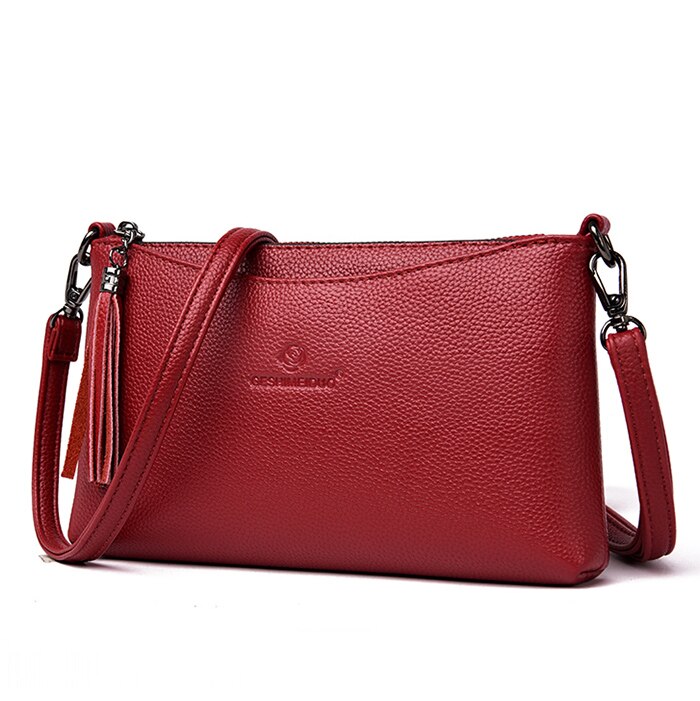 luxury handbags women crossbody bags leather handbags for women shoulder bag lady bag: Wine Red