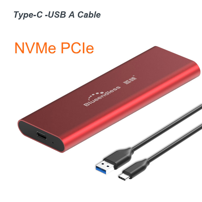PCIE M.2 NVME USB SSD obudowa M z tuleją samozaciskową C USB 3.1 2240/2280 obudowa na SSD aluminium 10 gb/s pudełko zewnętrzne solidny dysk zewnętrzny: M280N Red C-A