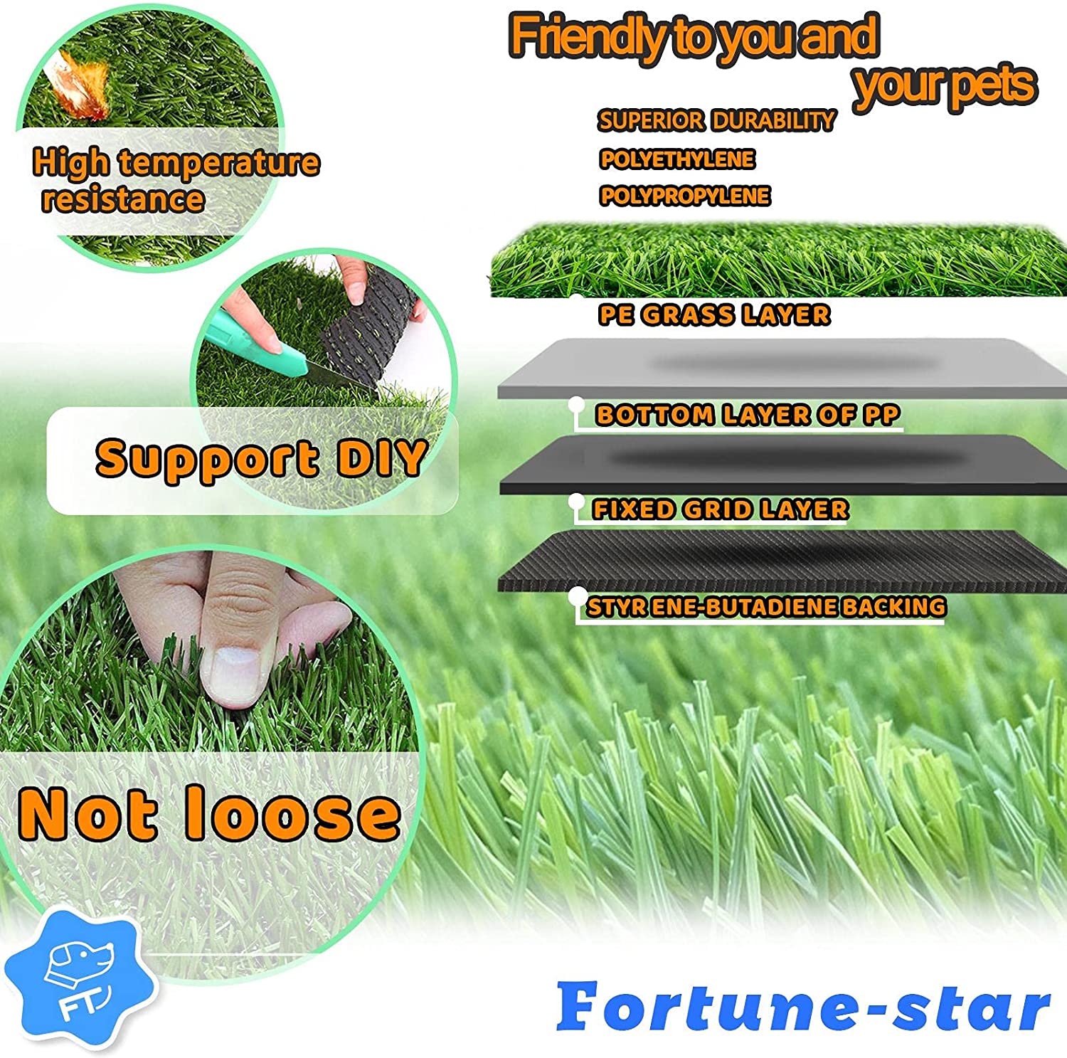 100x80cm Artificial Turf Mat and Grassland Mat Suitable for Indoor and Outdoor Potty Training Terrace Lawn Decoration with