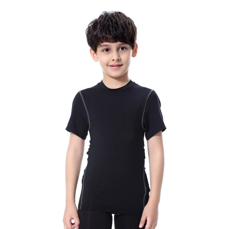 Kids Sportswear Elastic Breathable Quick Dry Workout Tops Short Sleeves for Boys Girls MC889