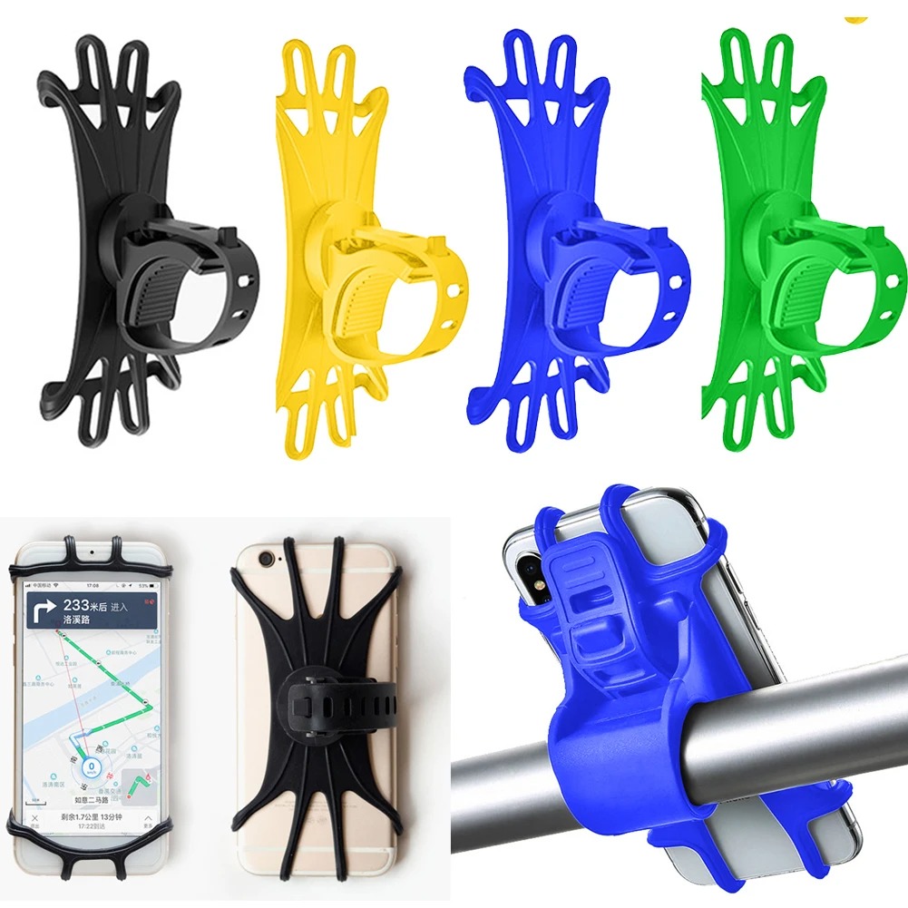 Bike Phone Holder 360° View Universal Motorcycle Bicycle Phone Holder Silicone Shockproof Bracket GPS Clip Mobile Phone Stand