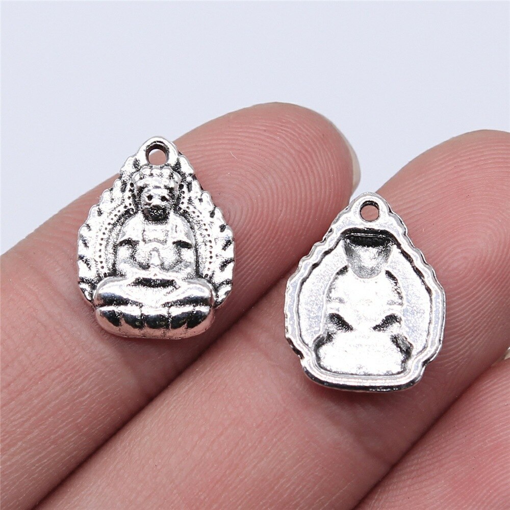 10 stücke Buddha Charme Antike Silber Farbe Buddha Statue Anhänger Reize Buddhismus Buddha Charme Für Schmuck Machen: B15653-13x16mm