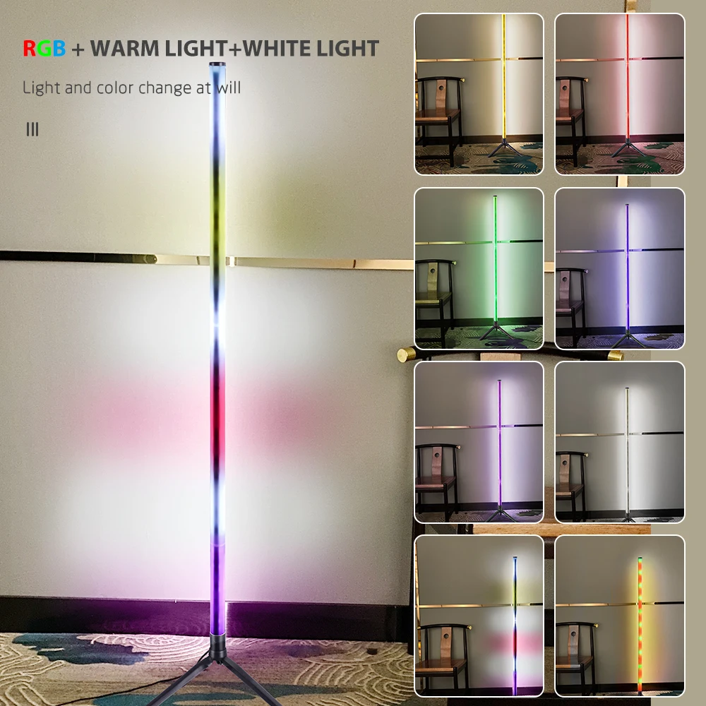 1pc rgb gulvlamper rgb hjørnegulvlampe soveværelse stemningsbelysning skandinavisk stil farveskiftende dæmpbar blød belysning led