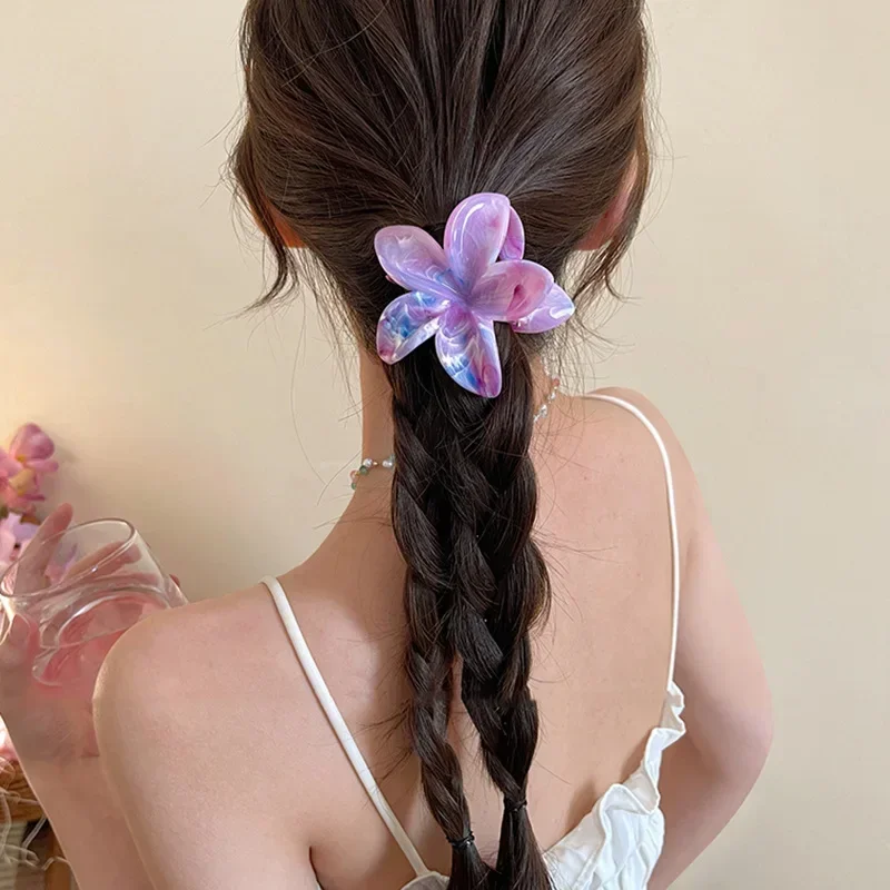 Pinza de pelo de flores acrílicas para mujer, pinzas de pelo con textura de mármol, horquilla de niña a la , accesorios coreanos para el cabello, tocado