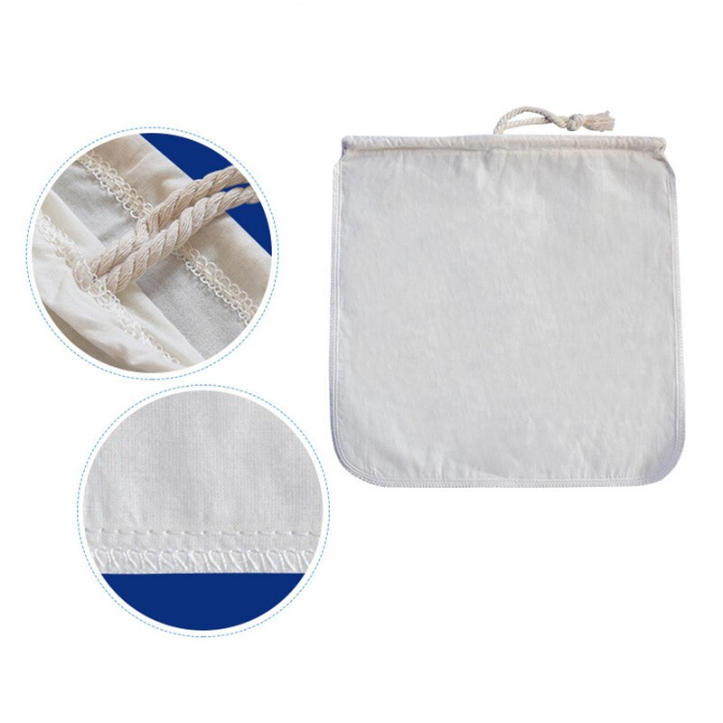 Nut Milk Filter Bag Food Grade Organic Cotton Reusable Food Filter Tea Coffee Juice Filter Bags Bakeware Flour Sieve