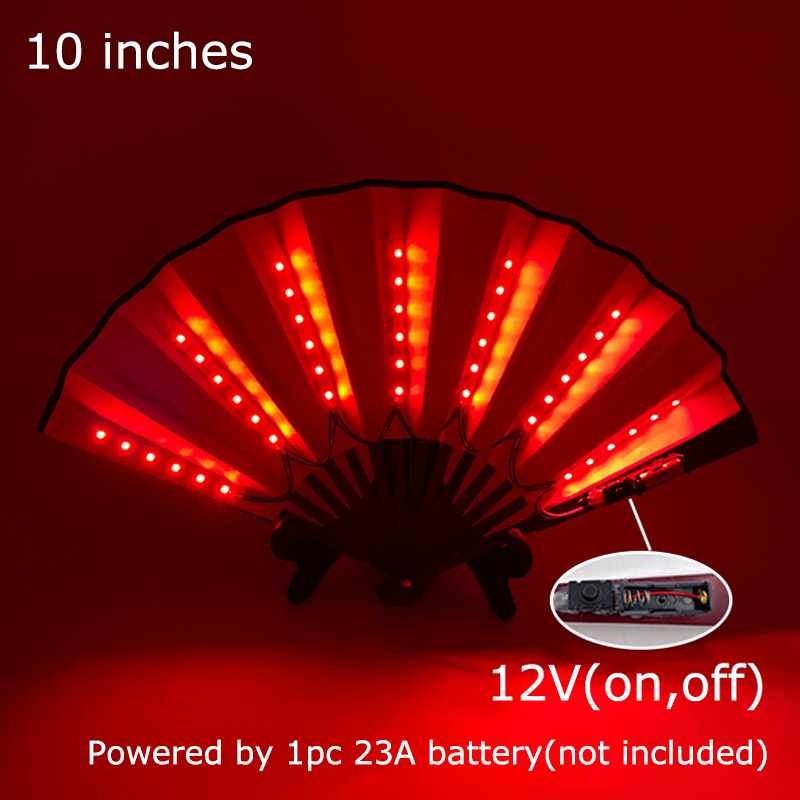 10inches Glow Folding LED Fan Dancing Light Fan Night Show Halloween Christmas Rave Accessories Carnival Supplies Dance Hand Fan: Gold