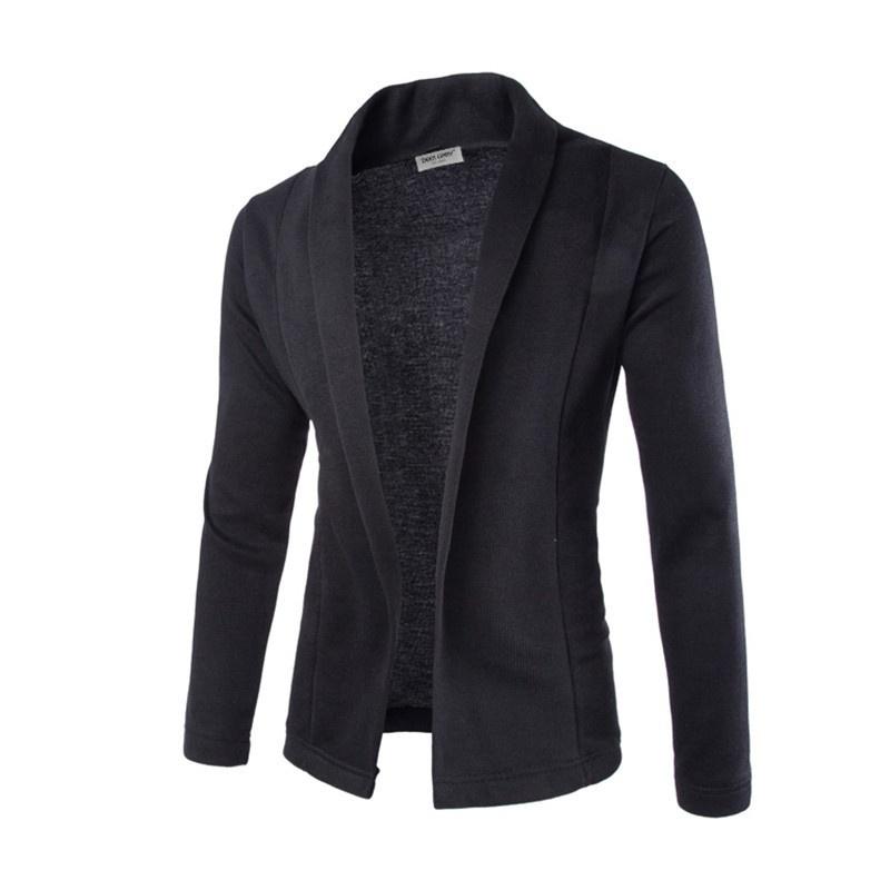 Hommes costume veste ouvert châle Cardigan formel hommes vêtements costume veste hommes mince Blazer Chaquetas Hombre vestes hommes costumes manteau: Black / M