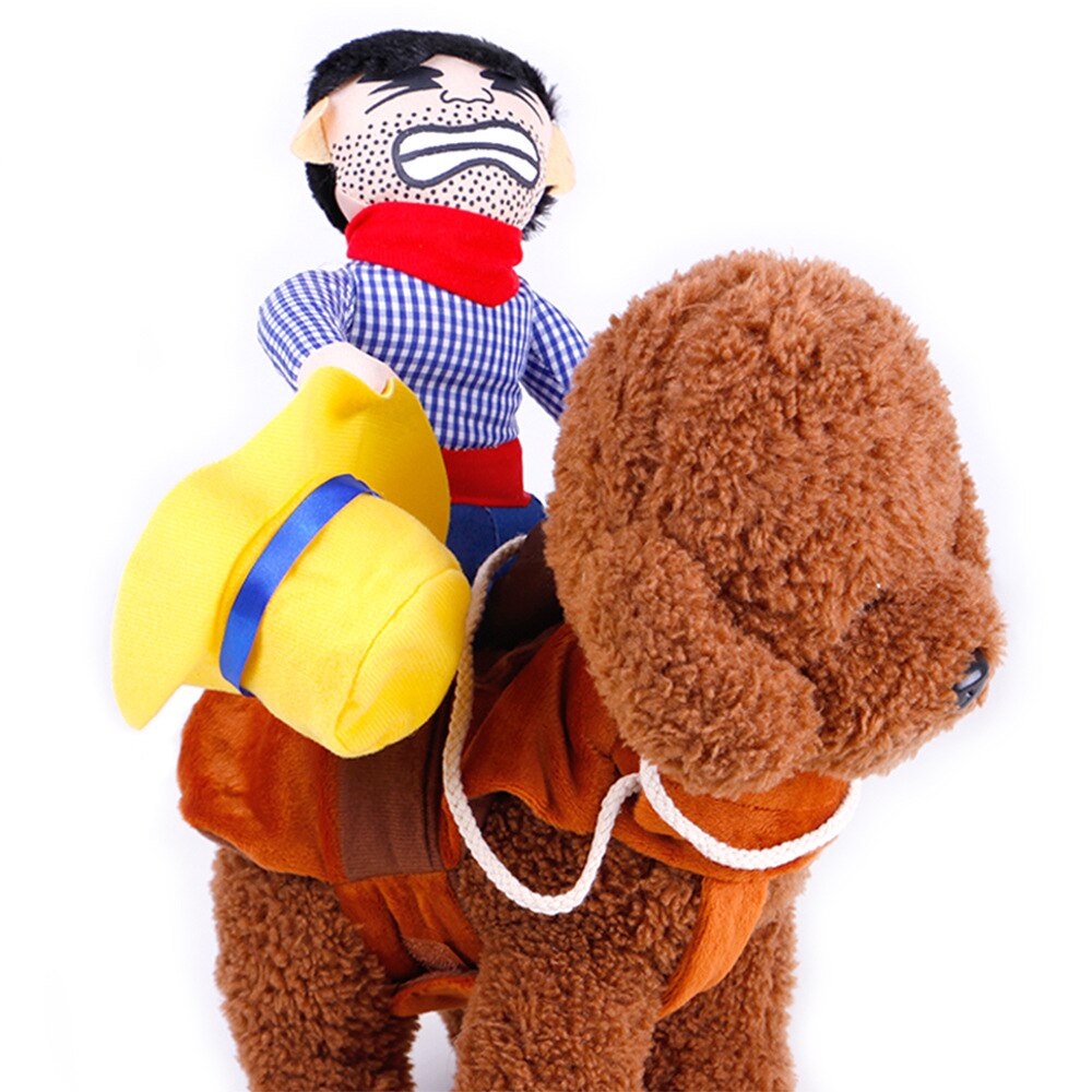 cowboy rytter hundekostyme til hunder klær ridder stil med dukke og hatt til halloween dag kjæledyr kostyme nyhet: Hatt / Xl