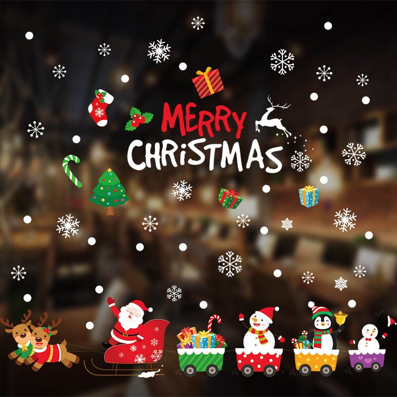 Snowman Wall Sticker DIY Christmas Party Home Decoration Windows Door PVC Stickers Year Household Glass Wall Sticker: Style 7