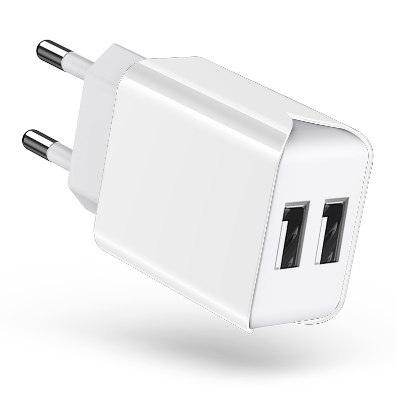 Schitec Dual USB Charger EU Plug Quick Charge 2.1A Wall Charger Max Mobile Phone Charging Mini Adapter Travel Charger for iPhone: EU Plug 5V2.1A White