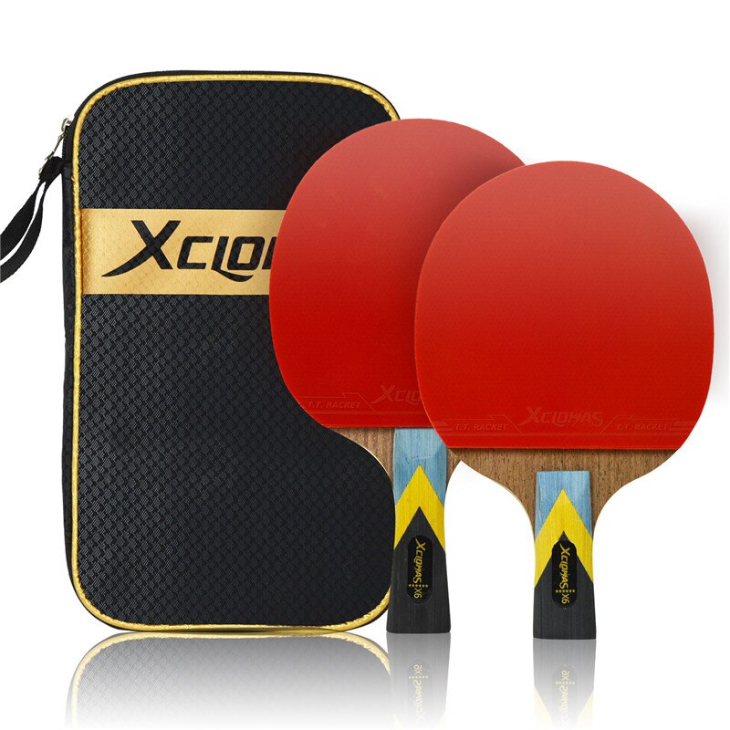 XC LOHAS 2Pcs Neue Verbesserte 6 Sterne Carbon Tischtennis Schläger Set, mit Gute Kontrolle Leistungsstarke Professionelle Ping Pong Paddle Bat: 1 Long 1 Short