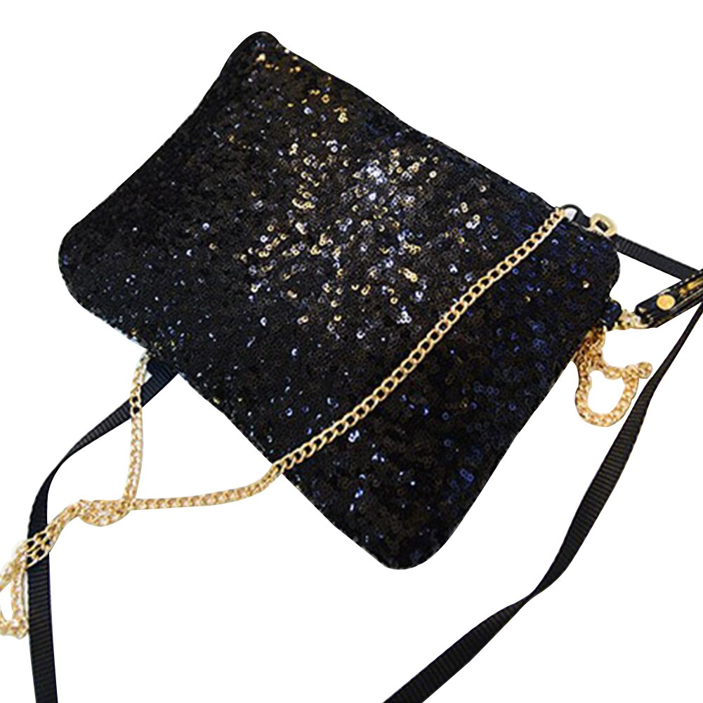 Borsa a tracolla con paillettes staccabile con cerniera a catena di grande capacità Fashion Club Evening Party Glitter borsa a tracolla da donna