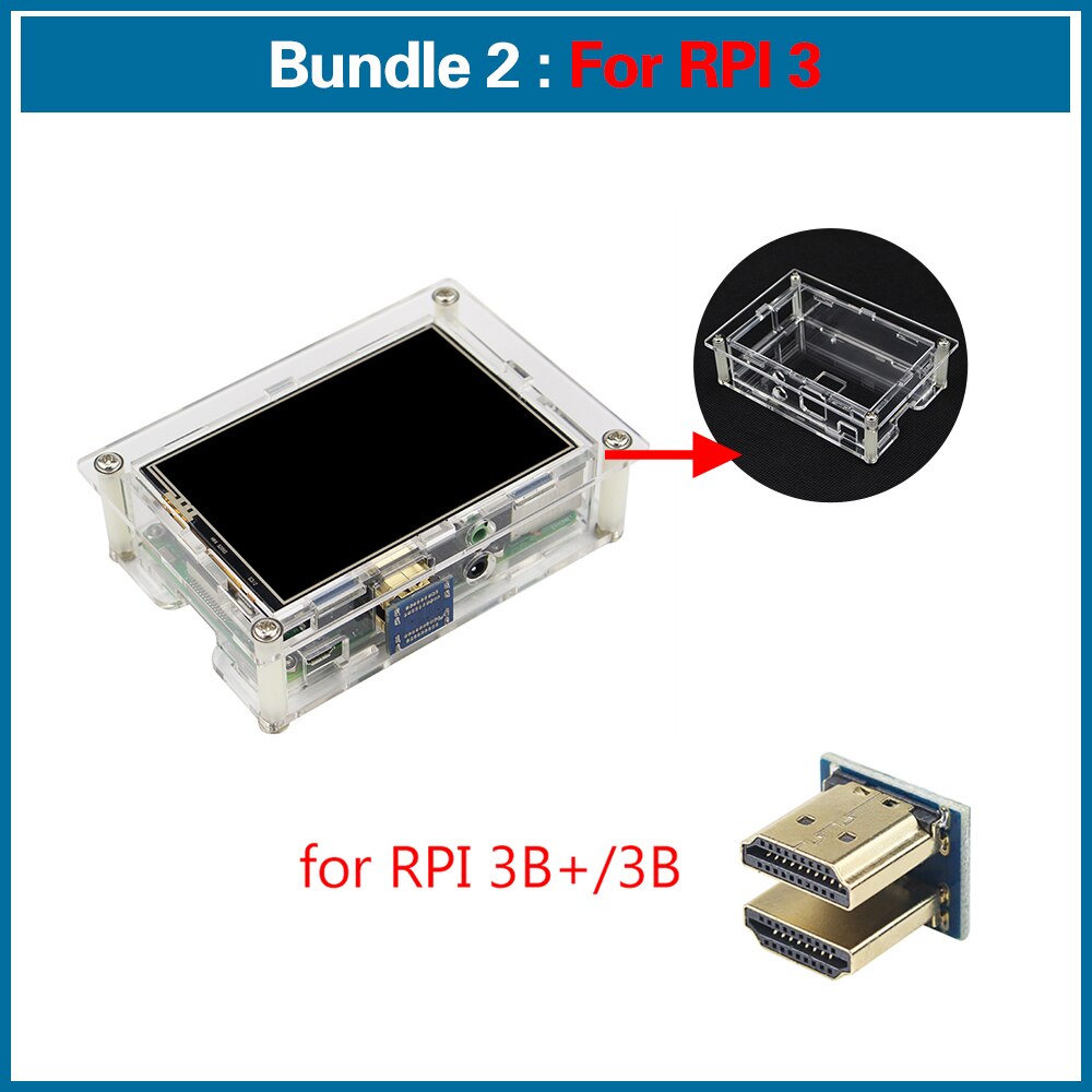 S ROBOT Raspberry Pi 4 Display 3.5 inch Touch Screen 480*320 LCD + Acrylic Case Enclosure Case for Raspberry Pi 3 RPI109: For RPI 3