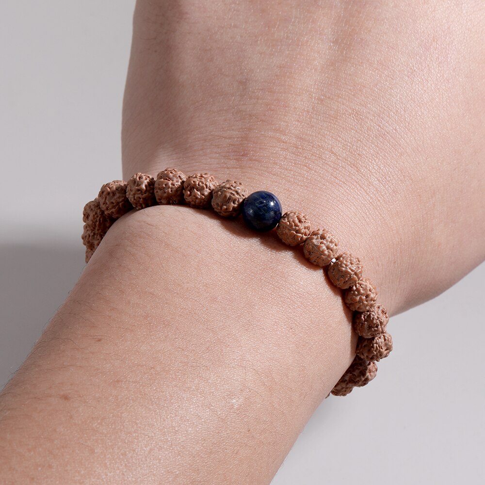 OAIITE Natürliche Rudraksha Mala Perlen Armbinde für Männer Frauen Buddha Buddhistischen Heilung Gleichgewicht Yoga Gebet Armbinde Zubehör