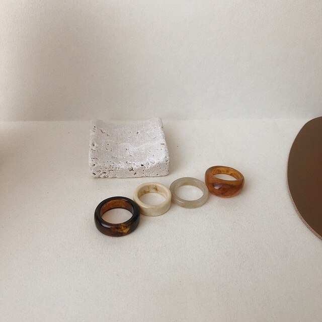 AOMU – ensemble de bagues en résine pour femmes, 4 pièces, rétro, Chic, léopard, acrylique, fête, empilées, bijoux, accessoires, ,: 1