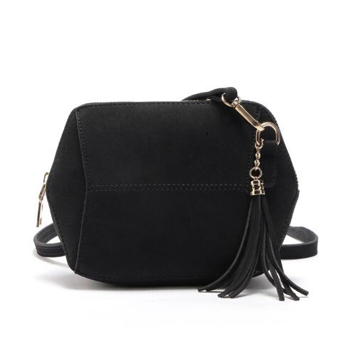 Dames schoudertas luxe mat pu leer snoepkleur stijlvolle schelp messenger crossbody kwast dames handtas: Zwart