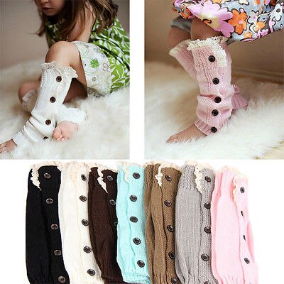 Pudcoco Girls Kids Cable Knit Ribbed Lace Frills Leg Warmers Legwarmers 8 Colours