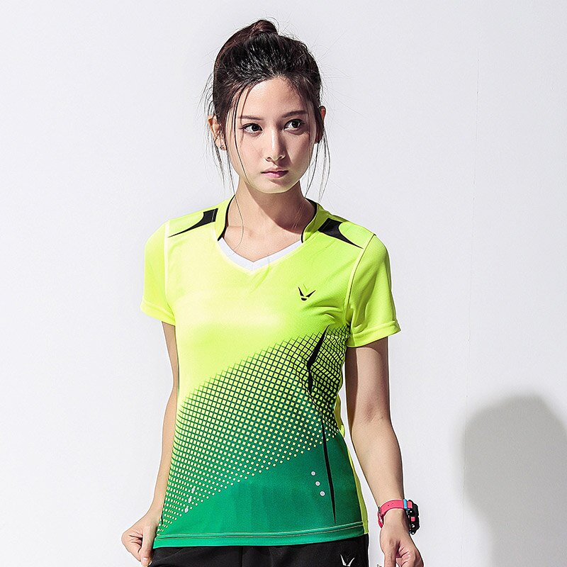 Badminton Shirt Women Summer Sports Quick Dry Breathable Tennis t shirt Short Sleeve Table Tennis T-shirt: Women Green one shir / XXL