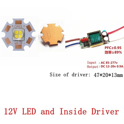 Cree MKR MK-R LED Emitter 15 Watt 6 V 12 V Weiß Warmweiß Taschenlampe LED-Diode Chip Licht 1769LM auf 16mm 20mm Kupfer PCB: LED und Innerhalb-D / NW 4000-4500K