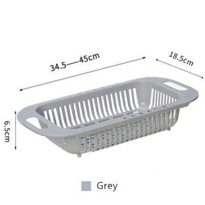 Strong Adjustable Kitchen Sink Rack Dish Drying Rack Over Sink Dry Drainers Plastic Foldable Kitchen Shelf: Grey