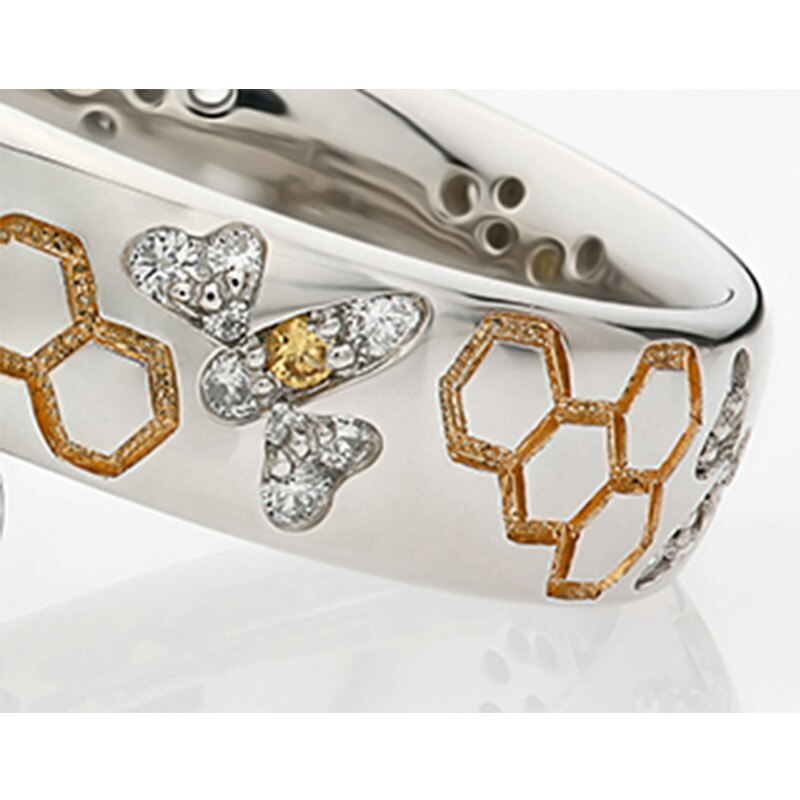 Milangirl-Anillos exquisitos de Ziron de nido de abeja para mujer, con diamantes de imitación, banda de boda, joyería para de compromiso