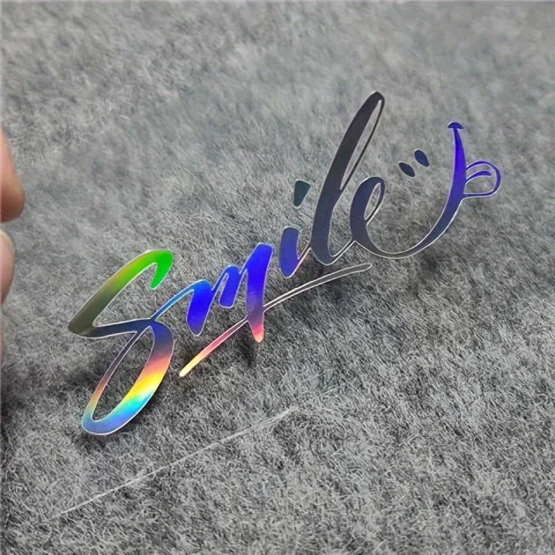 1PC auto "Smile" sticker voor raam - handgeschreven wit , ideaal voor het verspreiden van positiviteit op uw voertuig: Army Green