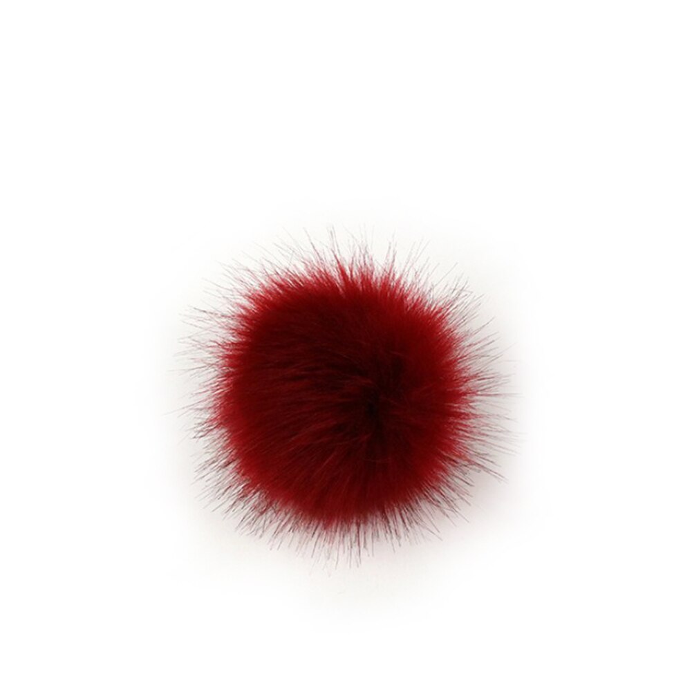 8cm fluffig päls pompom för väskor klädestillbehör antipress konstgjord polyester pom pom boll för hattar stickade mössor: Vin, röd