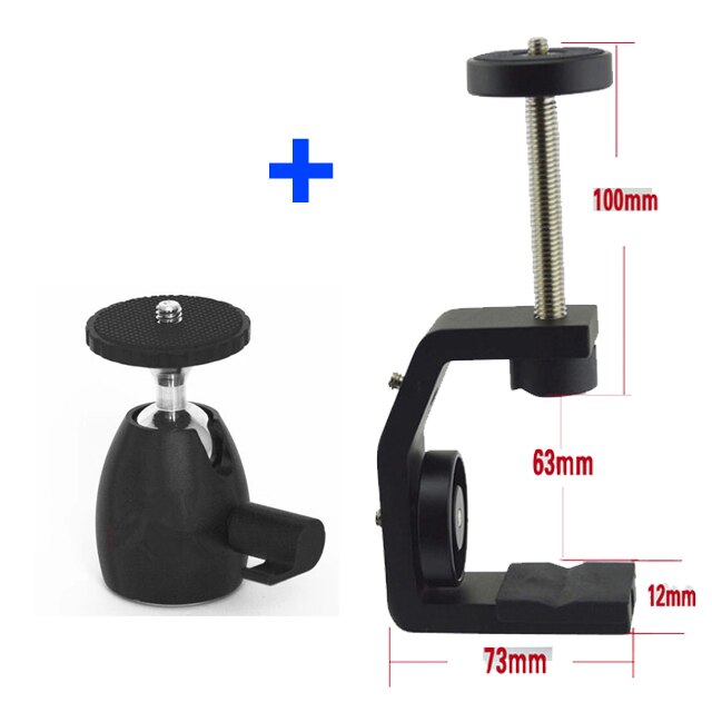 Outdoor Multifunction C Clip Tripod Ball Head Base Fixture Clamp For Cellphone Digital Camera Sports Camera: Brown