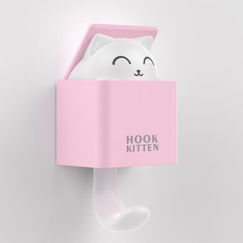 Verborgen kat wandhanger haak decoratie voor kleding hoed sjaal sleutel dieren hanger rek wanddecoratie gratis ponsen