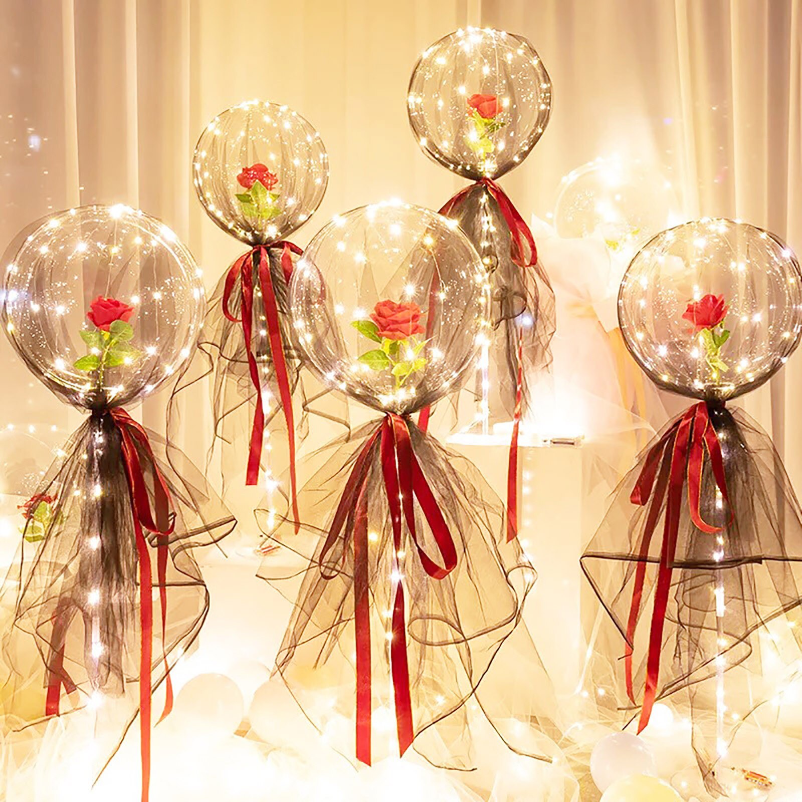 Led Rose Boeket Lichtgevende Kerst Versieren Decoratie Party Wedding Led Licht Ballon In Een Diy Product
