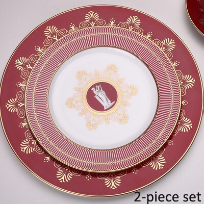 high-end ceramic tableware western food plate model room bone china steak plate home tableware set Steak cake plate